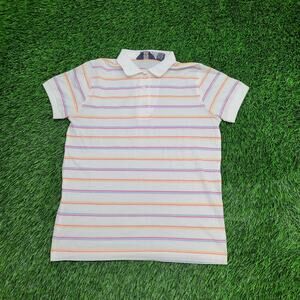 Vintage Par-Four MOD Striped Polo Shirt Womens S/M 18x23 Crop White